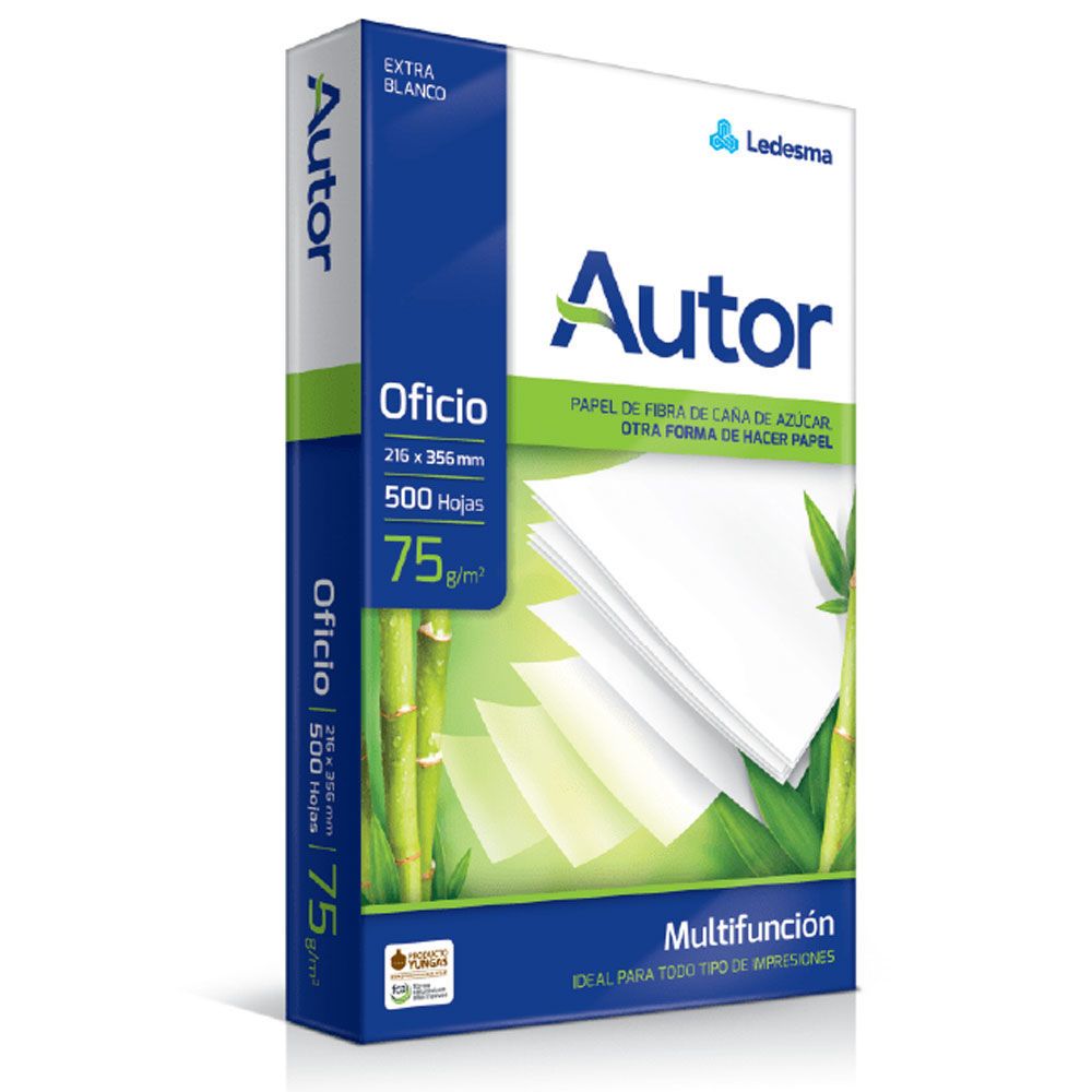 Papel Ledesma Ecológico Blanco Oficio 75g X500