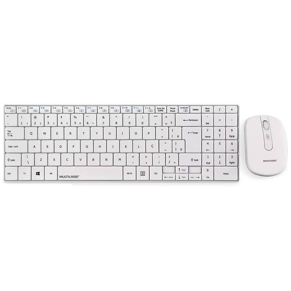 Combo Teclado y Mouse Inalámbricos USB Multilaser TC203 Blanco