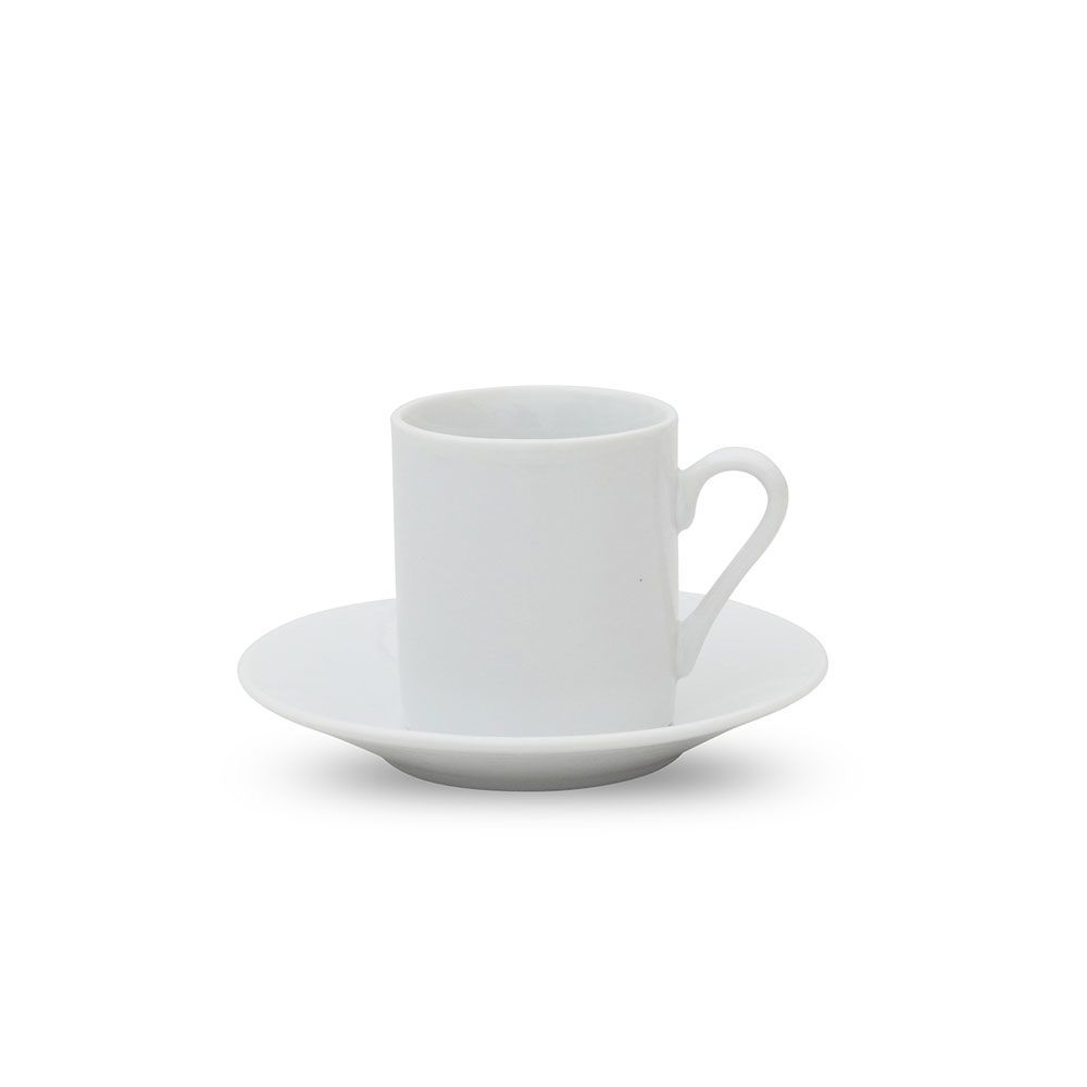 Taza de café con plato 90 ml porcelana blanca