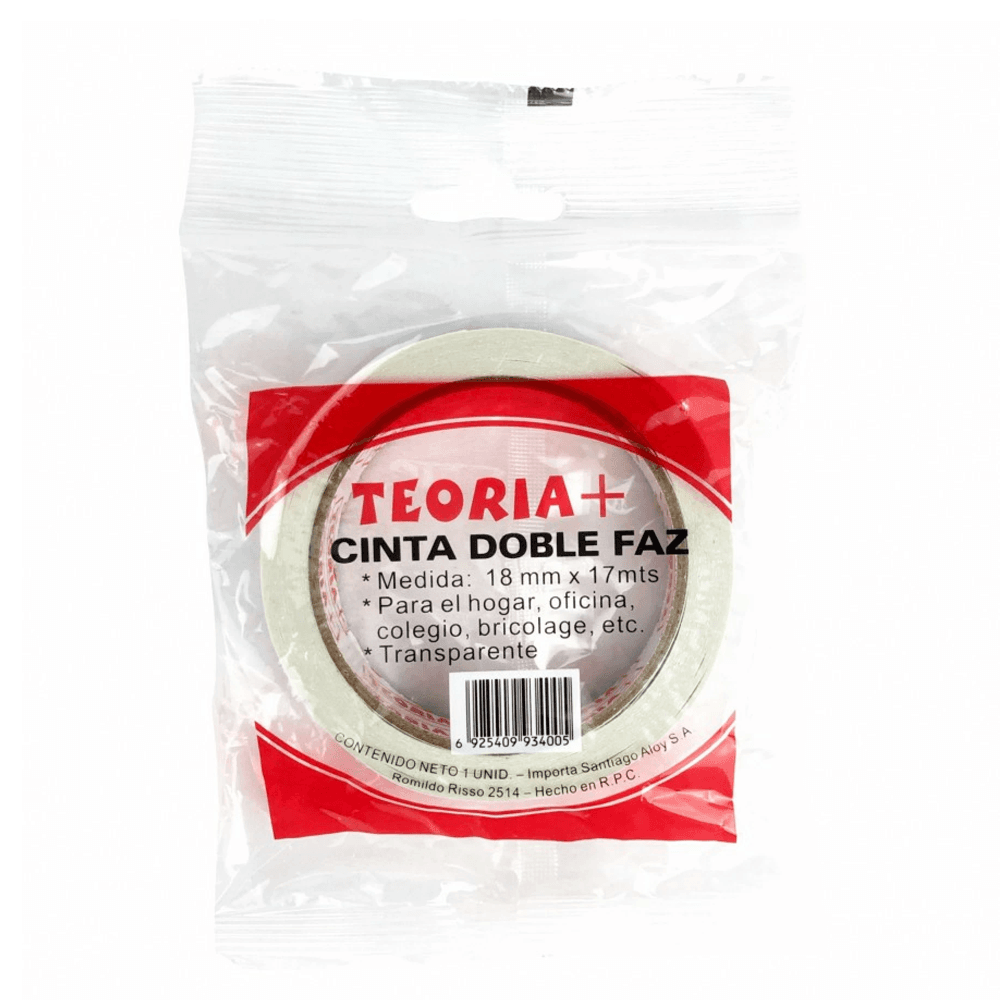 Cinta Doble Faz Transparente 18mm x 17mts Teoría+
